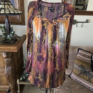 Self Esteem Orange Brown Graphic Blouse